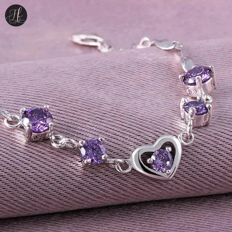 Heart-Shaped Crystal Zircon Bracelet Petite