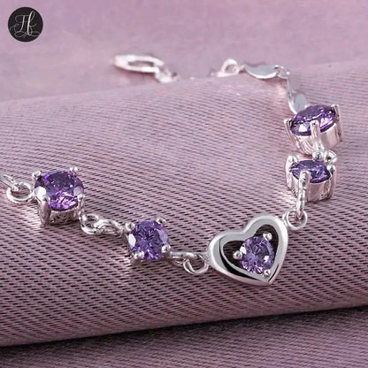 Heart-Shaped Crystal Zircon Bracelet Petite